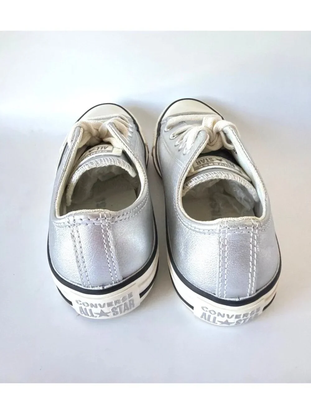 Converse All Star Womens Silver Low-Top Sneakers Size 6 - Picture 4 of 9